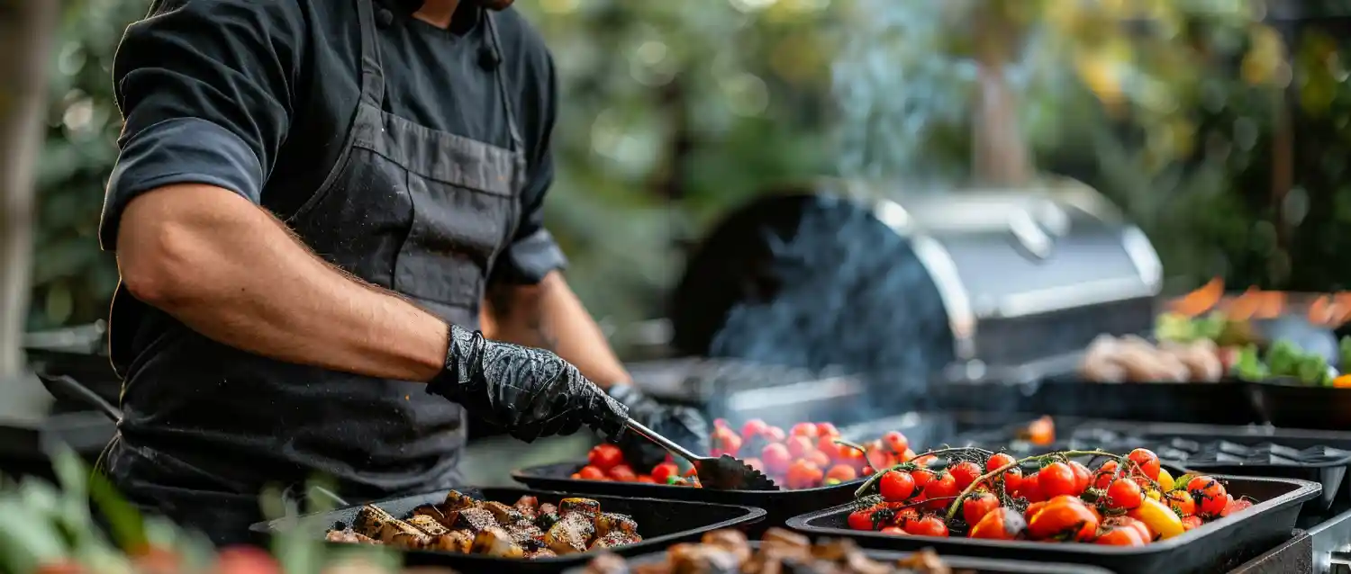 Mięso smażone na frillu gazowym.